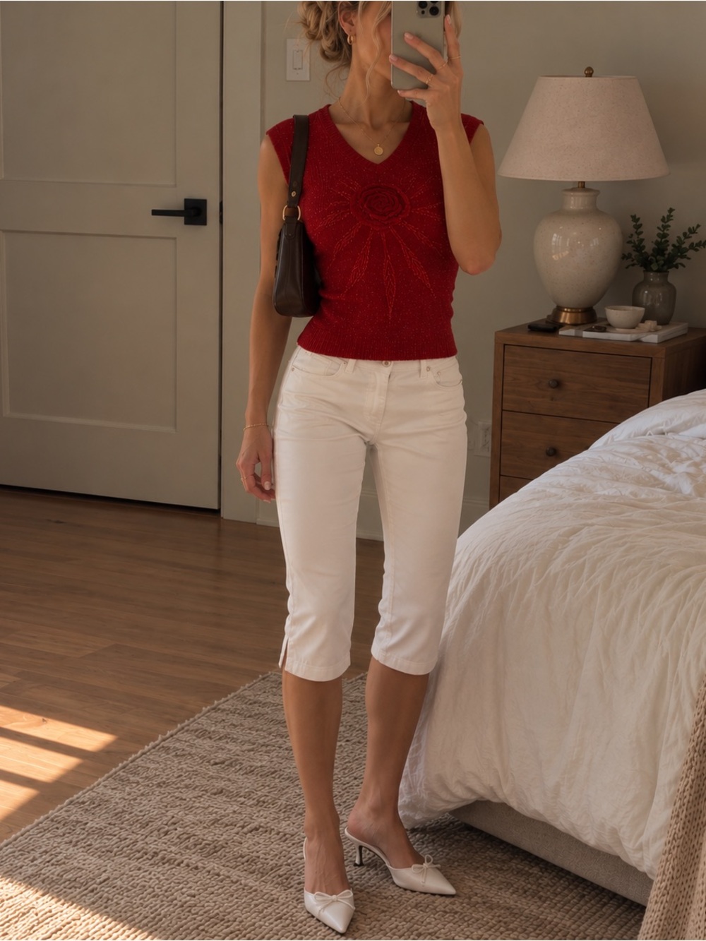 Vintage red beaded tank top